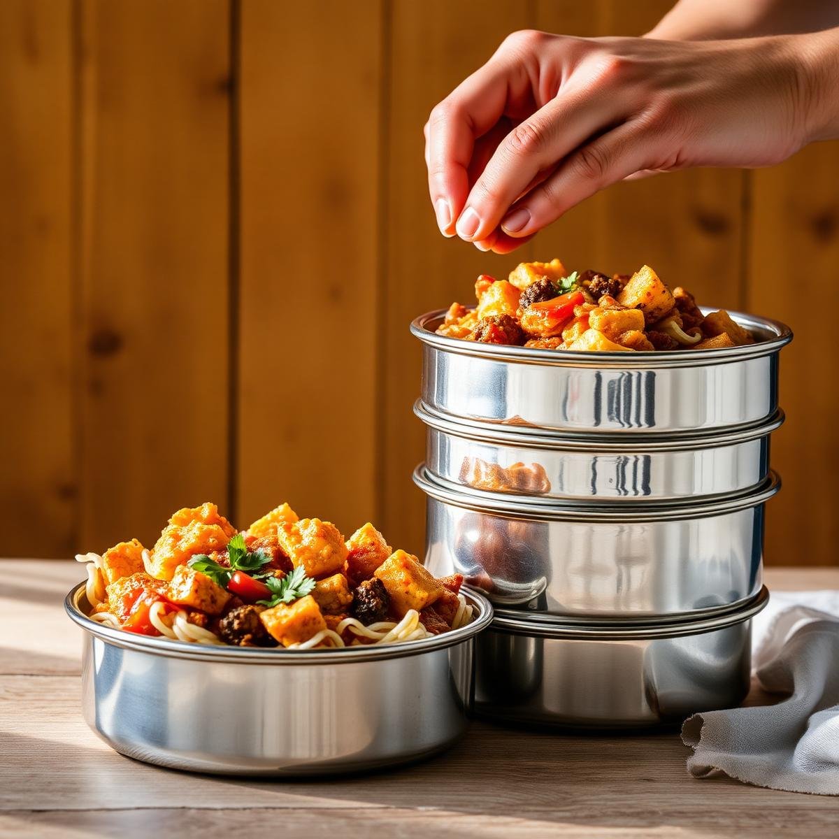 Fresh tiffin being packed